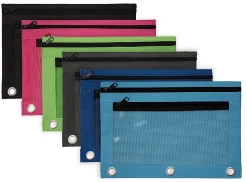 Office Depot® Brand Pencil Pouch With Mesh Window, 7" x 9 3/4", Assorted Colors