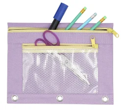Office Depot® Brand Pencil Pouch With Mesh Window, 7" x 9-3/4", Lavender/Yellow