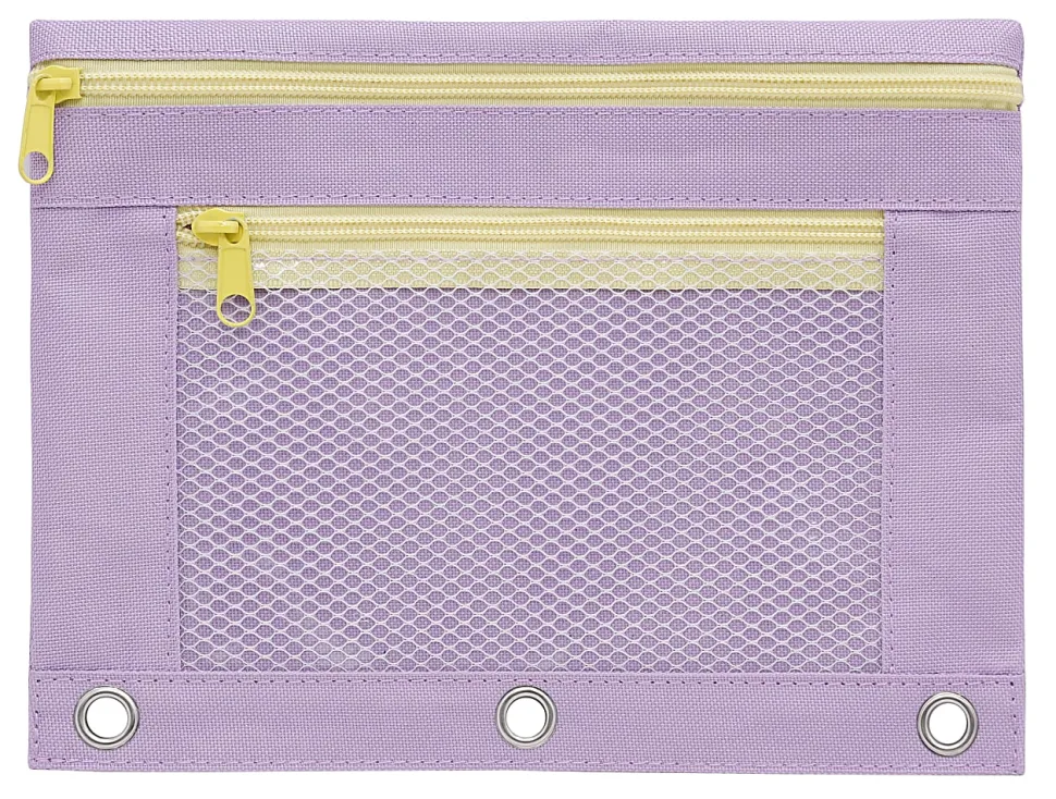Office Depot® Brand Pencil Pouch With Mesh Window, 7" x 9-3/4", Lavender/Yellow