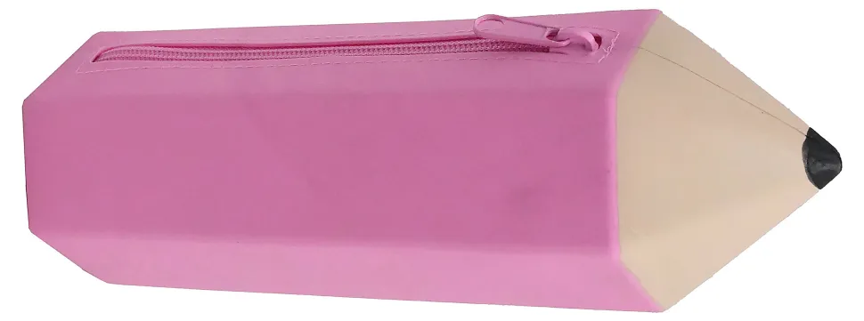 Office Depot® Brand Pencil-Shaped Silicone Pencil Pouch, 3-3/8" x 10", Pink