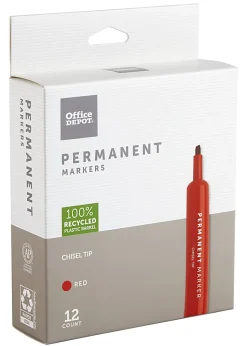 Office Depot® Brand Permanent Markers, Ultra-Fine Point, 100% Recycled Plastic Barrel, Black, Pack Of 12