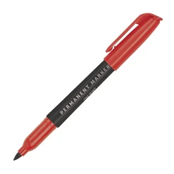 Office Depot® Brand Permanent Markers, Fine Point, 100% Recycled Plastic Barrel, Red Ink, Pack Of 12