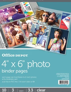 Office Depot® Brand Photo Binder Pages, 4" x 6", Multi Direction, Clear, Pack Of 10