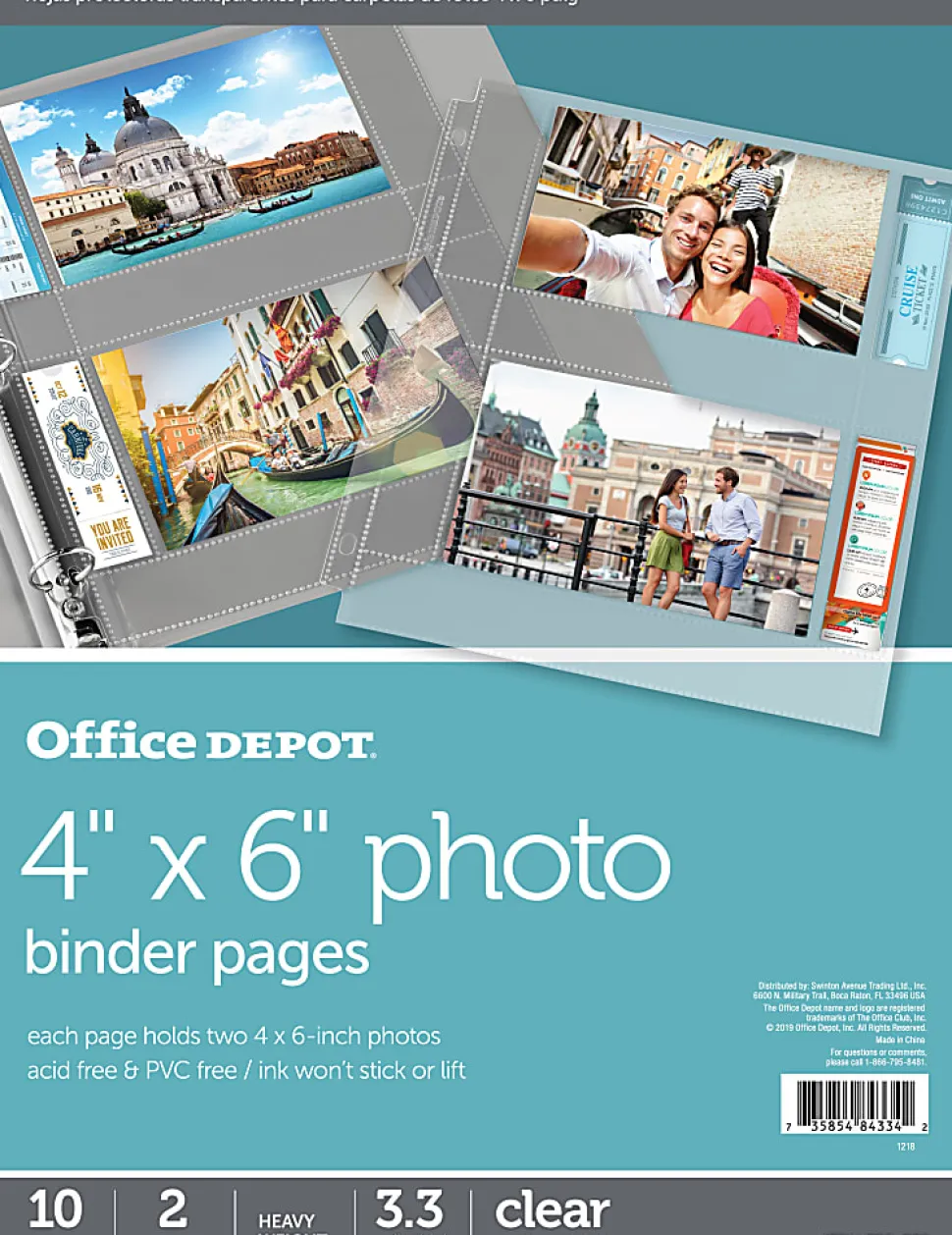 Office Depot® Brand Photo Binder Pages, 4" x 6", Clear, Pack Of 10