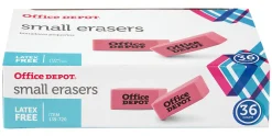 Office Depot® Brand Pink Bevel Erasers, Small, Box Of 36