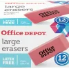 Office Depot® Brand Pink Bevel Erasers, Large, Pack Of 12