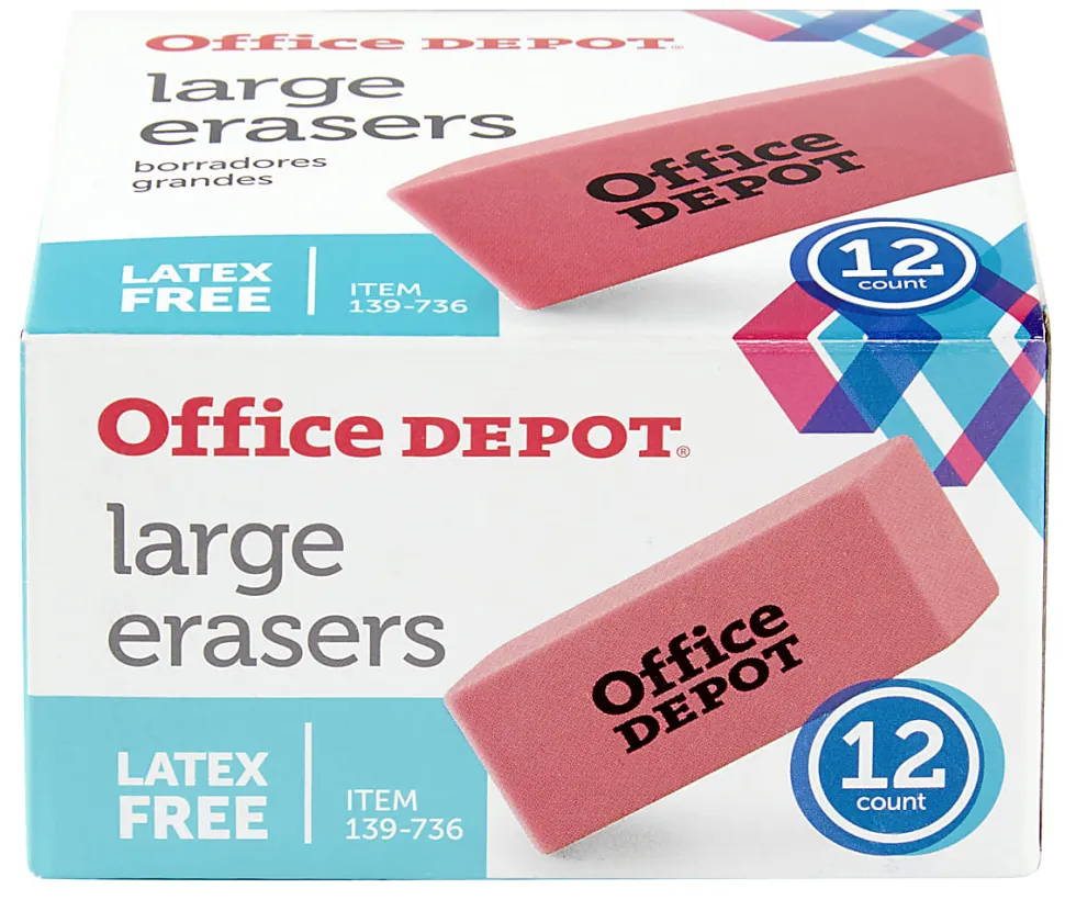 Office Depot® Brand Pink Bevel Erasers, Large, Pack Of 12