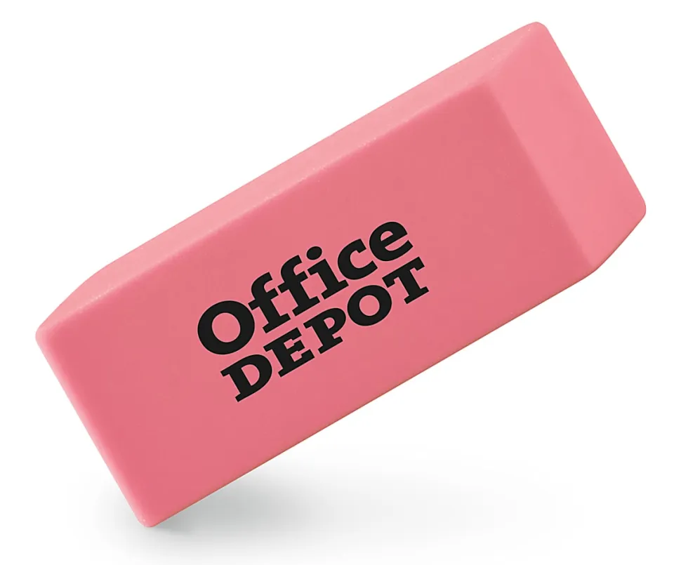 Office Depot® Brand Pink Bevel Erasers, Large, Pack Of 12