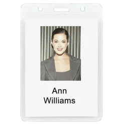Office Depot® Brand Plastic Badge Holders, 3-3/4" x 3-1/4", Vertical, Pack Of 12