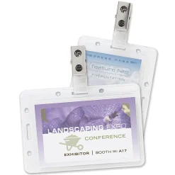 Office Depot® Brand Plastic Convertible Badge Holders With Clips, Box Of 50