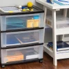 Office Depot® Brand Plastic 3-Drawer Storage Cart, 27" x 21-1/2" x 15", Black