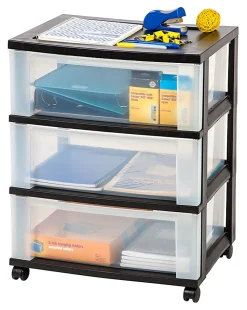 Office Depot® Brand Plastic 3-Drawer Storage Cart, 27