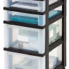 Office Depot® Brand Plastic 4-Drawer Storage Cart, 26 7/16" x 12 1/16" x 14 1/4", Black