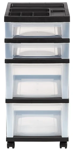 Office Depot® Brand Plastic 4-Drawer Storage Cart, 26 7/16
