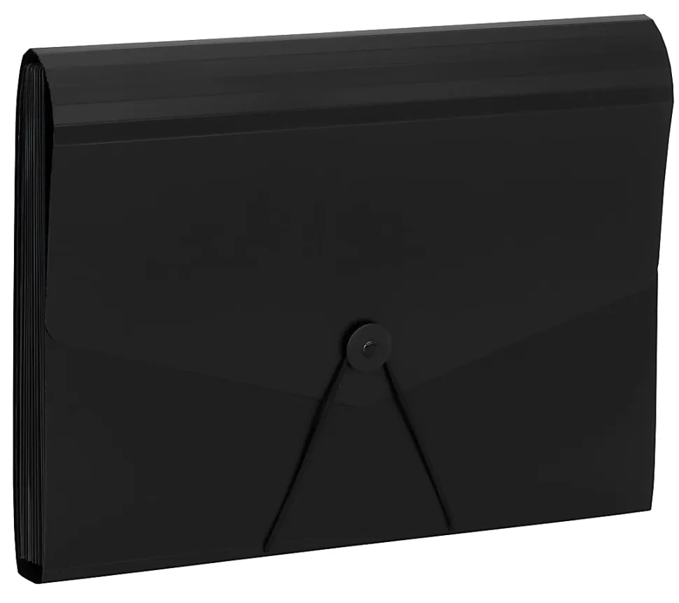 Office Depot® Brand Plastic File, 13 Pocket, Expansion 5-1/2", 8 1/2" x 11", Letter, Black, Pack of 1