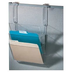 Office Depot® Brand Plastic Letter-Size Hanging 3-Pocket Wall File, 8-1/2" x 13-3/8" x 8-1/2", Clear