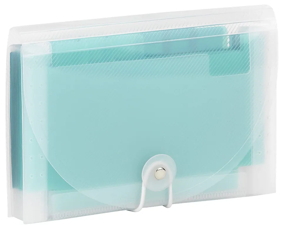 Office Depot® Brand Plastic Polypropylene Accordion Expanding File, 13 Pocket, Expansion 6", Nonstandard size, Teal, Pack of 1