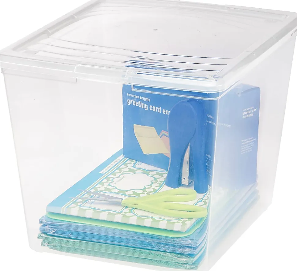Office Depot® Brand Plastic Storage Box, 34 Quarts, Clear