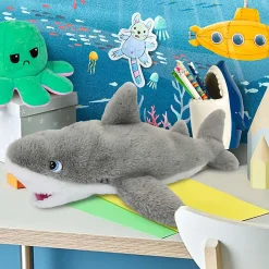Office DepotĀ® Brand Plush Animal Pencil Pouch, 4" x 11", Shark