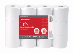 Office Depot® Brand 1-Ply Bond Paper Roll, 2-1/4" x 150’, White, Pack of 12