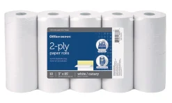 Office Depot® Brand 2-Ply Paper Rolls, 3" x 85', Canary/White, Pack Of 10