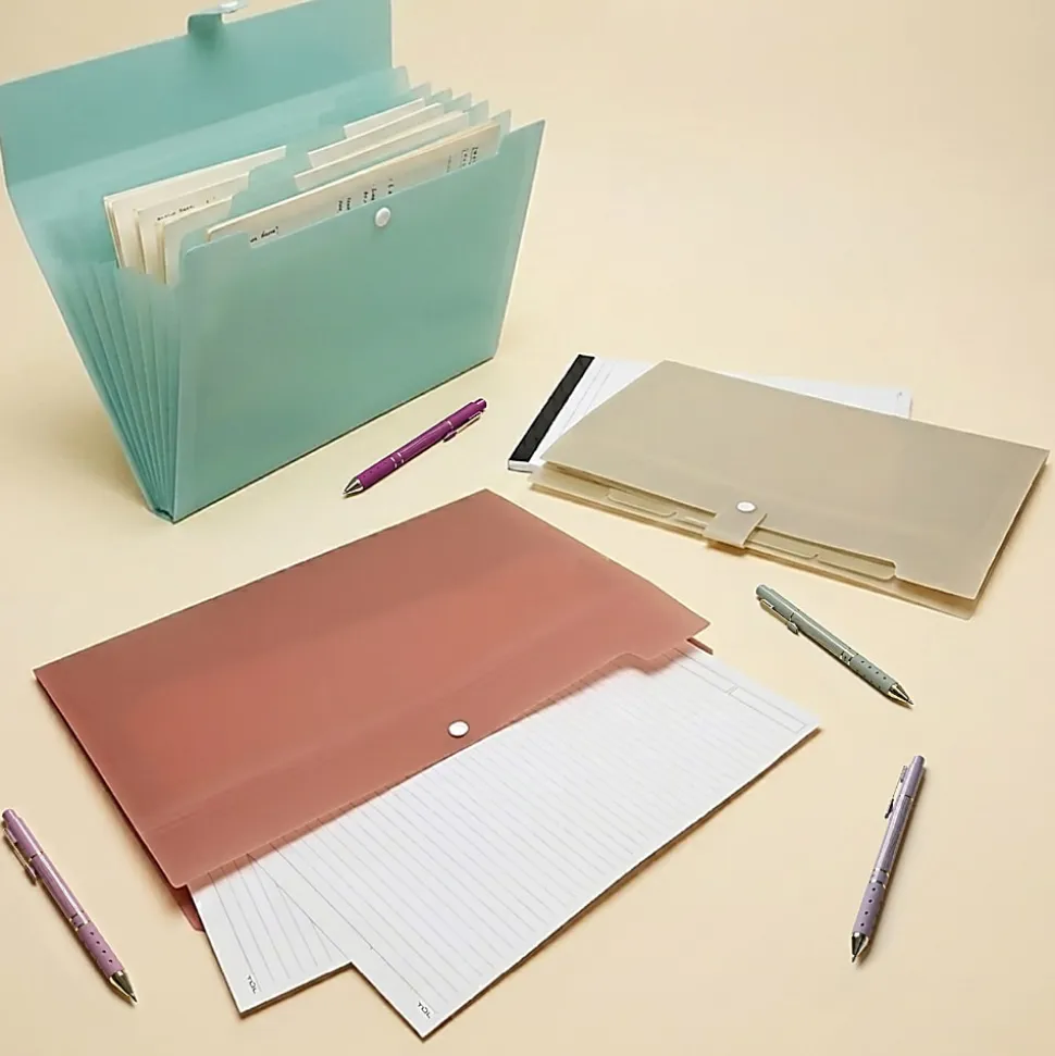 Office Depot® Brand 6-Pocket Expandable Folders, Letter Size, Clay & Coast, Pack Of 3 Folders