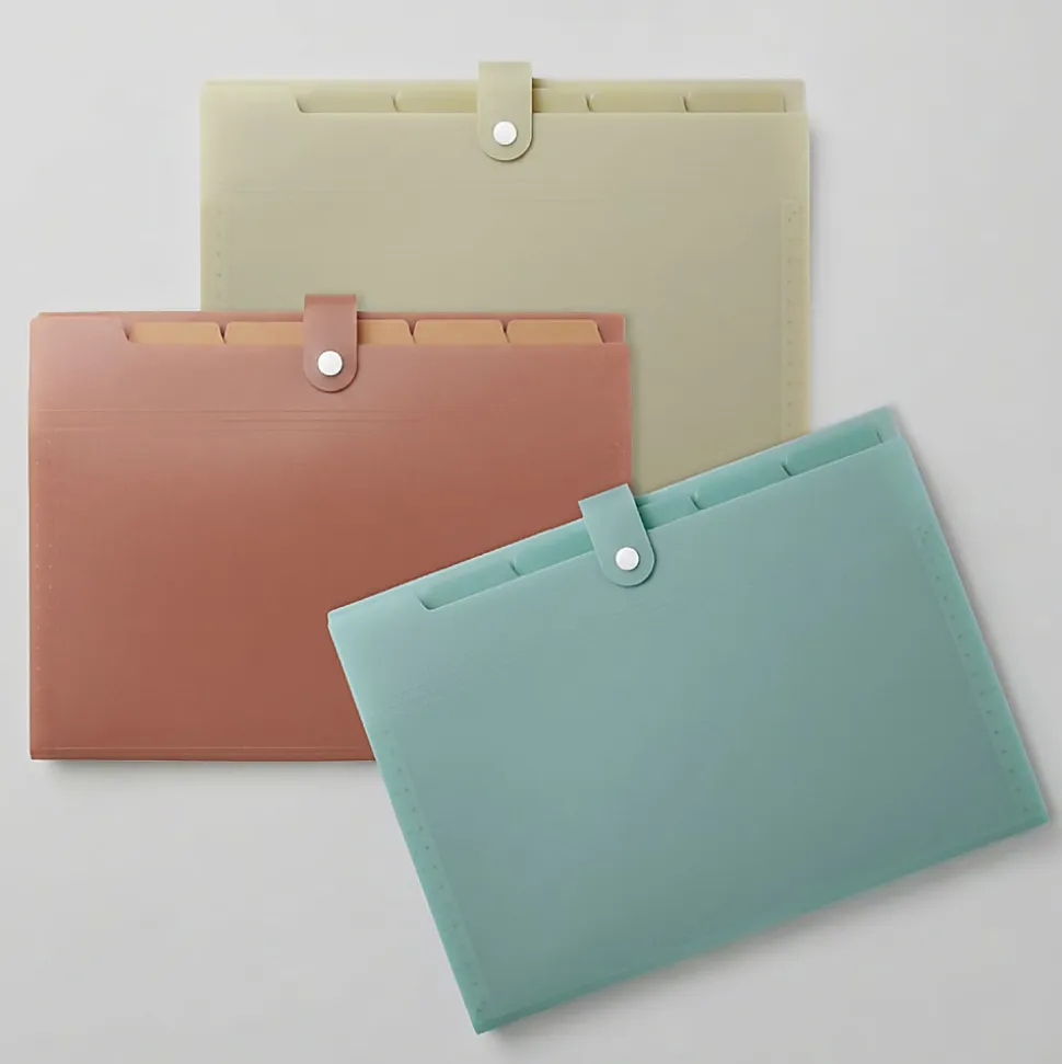 Office Depot® Brand 6-Pocket Expandable Folders, Letter Size, Clay & Coast, Pack Of 3 Folders