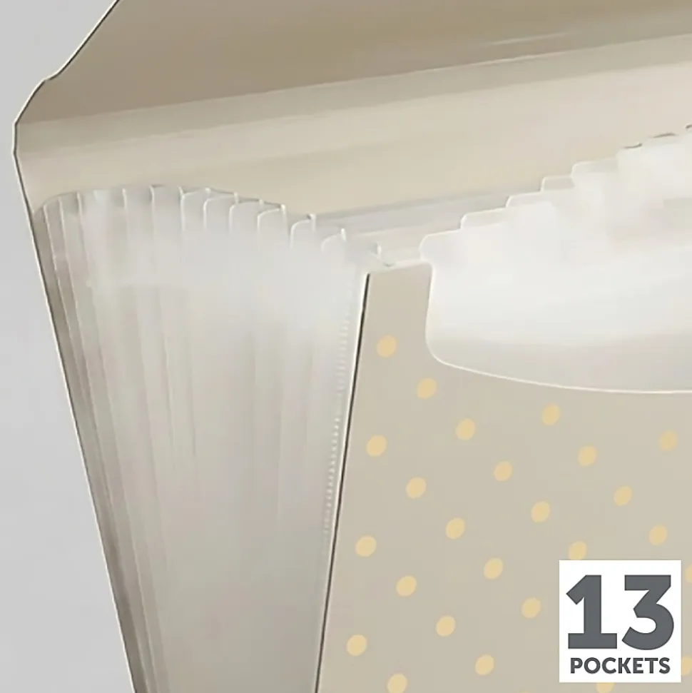 Office Depot® Brand 13-Pocket Poly Expanding File, Letter Size, Warm Beige/Quiet Dots