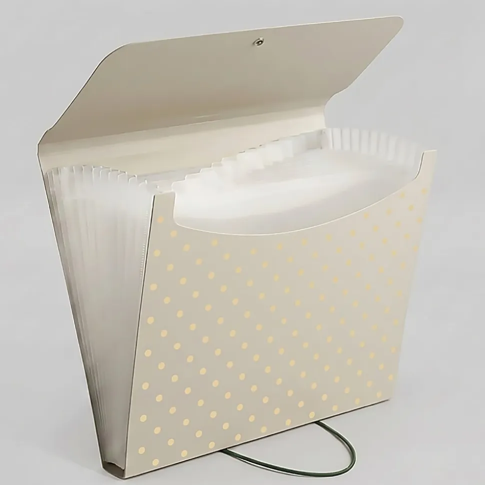 Office Depot® Brand 13-Pocket Poly Expanding File, Letter Size, Warm Beige/Quiet Dots