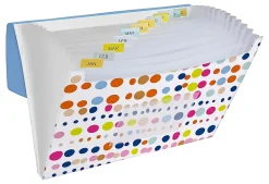Office Depot® Brand 13-Pocket Poly Expanding File, Letter Size, Blue/Dots