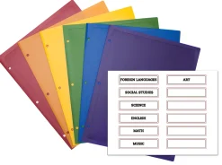 Office Depot® Brand 2-Pocket Poly Portfolios With Subject Labels, Letter Size, Assorted Colors, Pack Of 6