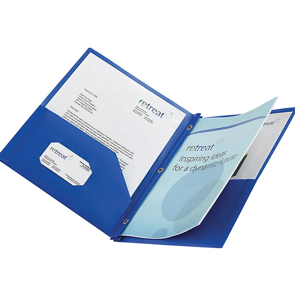 Office Depot® Brand 2-Pocket School-Grade Poly Folder with Prongs, Letter Size, Blue