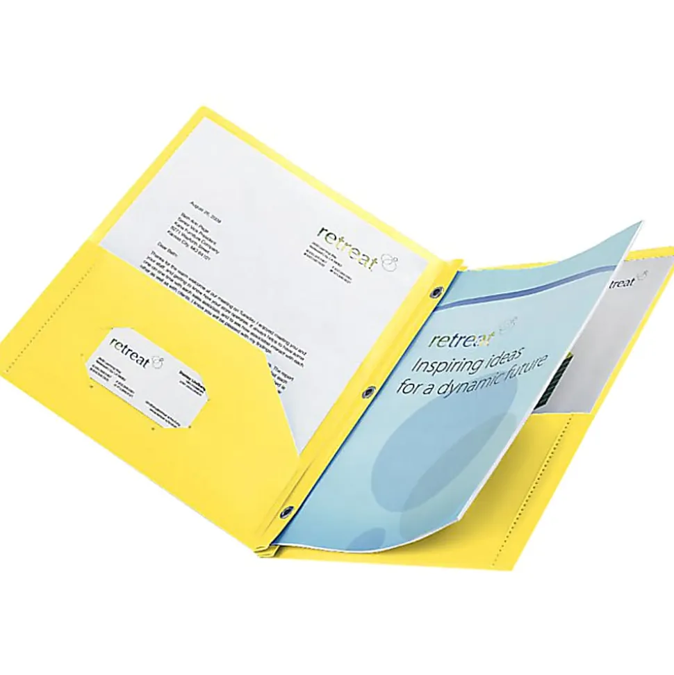 Office Depot® Brand 2-Pocket School-Grade Poly Folder with Prongs, Letter Size, Yellow
