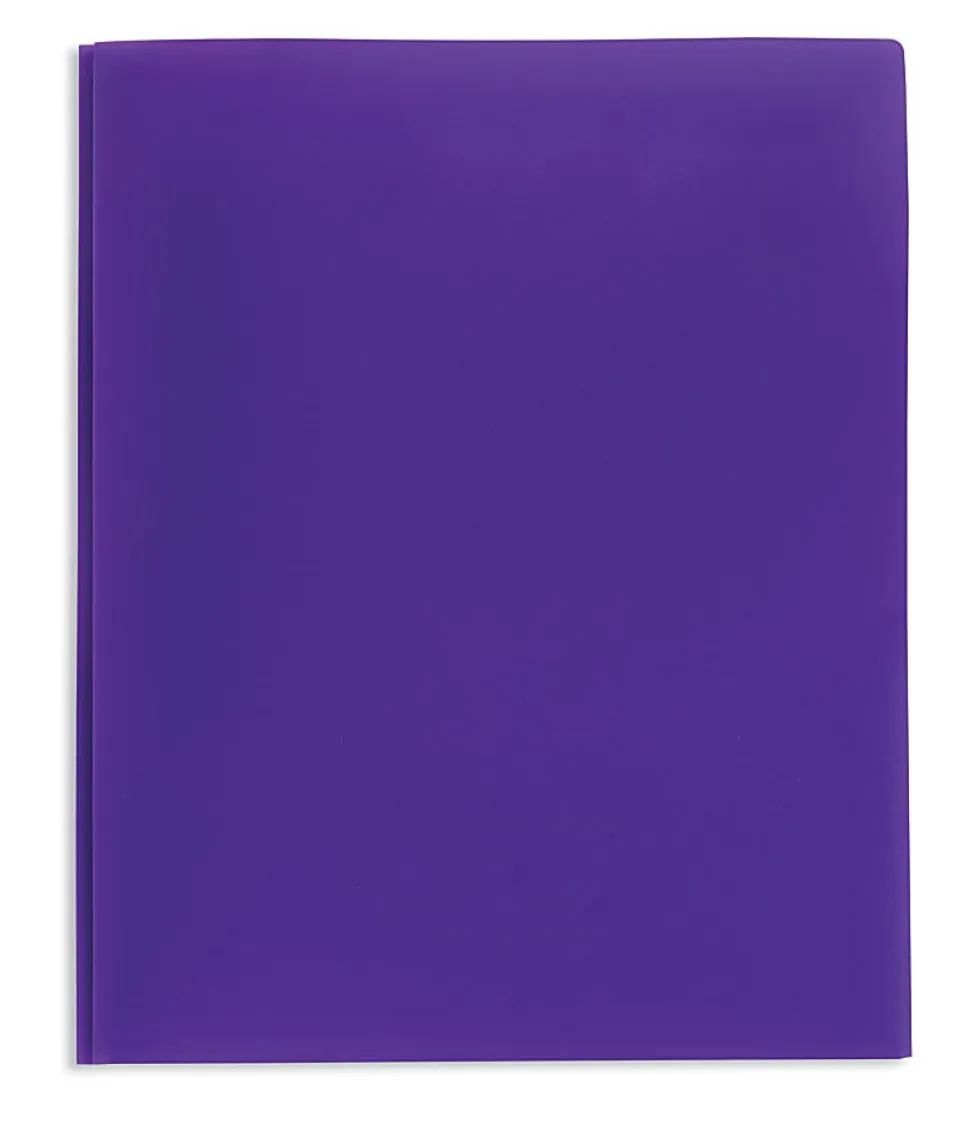 Office Depot® Brand 2-Pocket School-Grade Poly Folder with Prongs, Letter Size, Purple