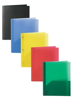 Office Depot® Brand 2-Pocket School-Grade Poly Folder with Prongs, Letter Size, Assorted Colors, Pack Of 10
