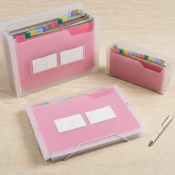 Office DepotĀ® Brand 13-Pocket Stand-Up Expanding File, Letter Size, Clear/Assorted Color Peek