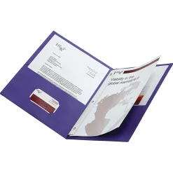 Office DepotĀ® Brand 2-Pocket Textured Paper Folders With Prongs, Violet, Pack Of 10
