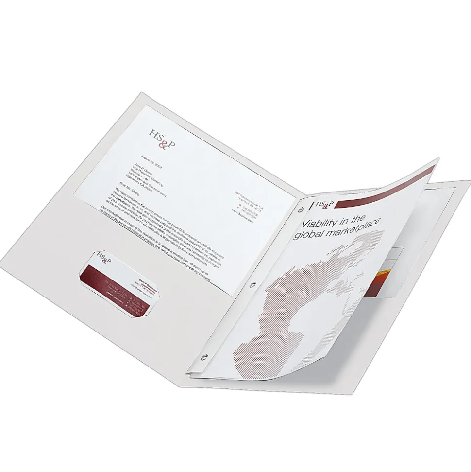 Office Depot® Brand 2-Pocket Textured Paper Folders With Prongs, White, Pack Of 10