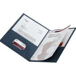Office DepotĀ® Brand 2-Pocket Textured Paper Folders With Prongs, Dark Blue, Pack Of 25