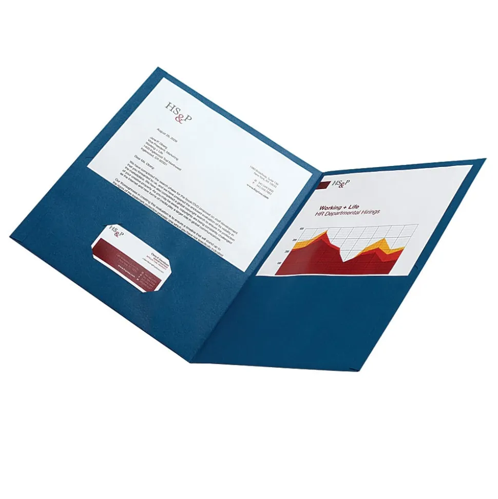 Office Depot® Brand 2-Pocket Textured Paper Folders, Dark Blue, Pack Of 25