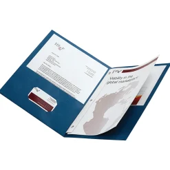 Office Depot® Brand 2-Pocket Textured Paper Folders With Prongs, Dark Blue, Pack Of 10
