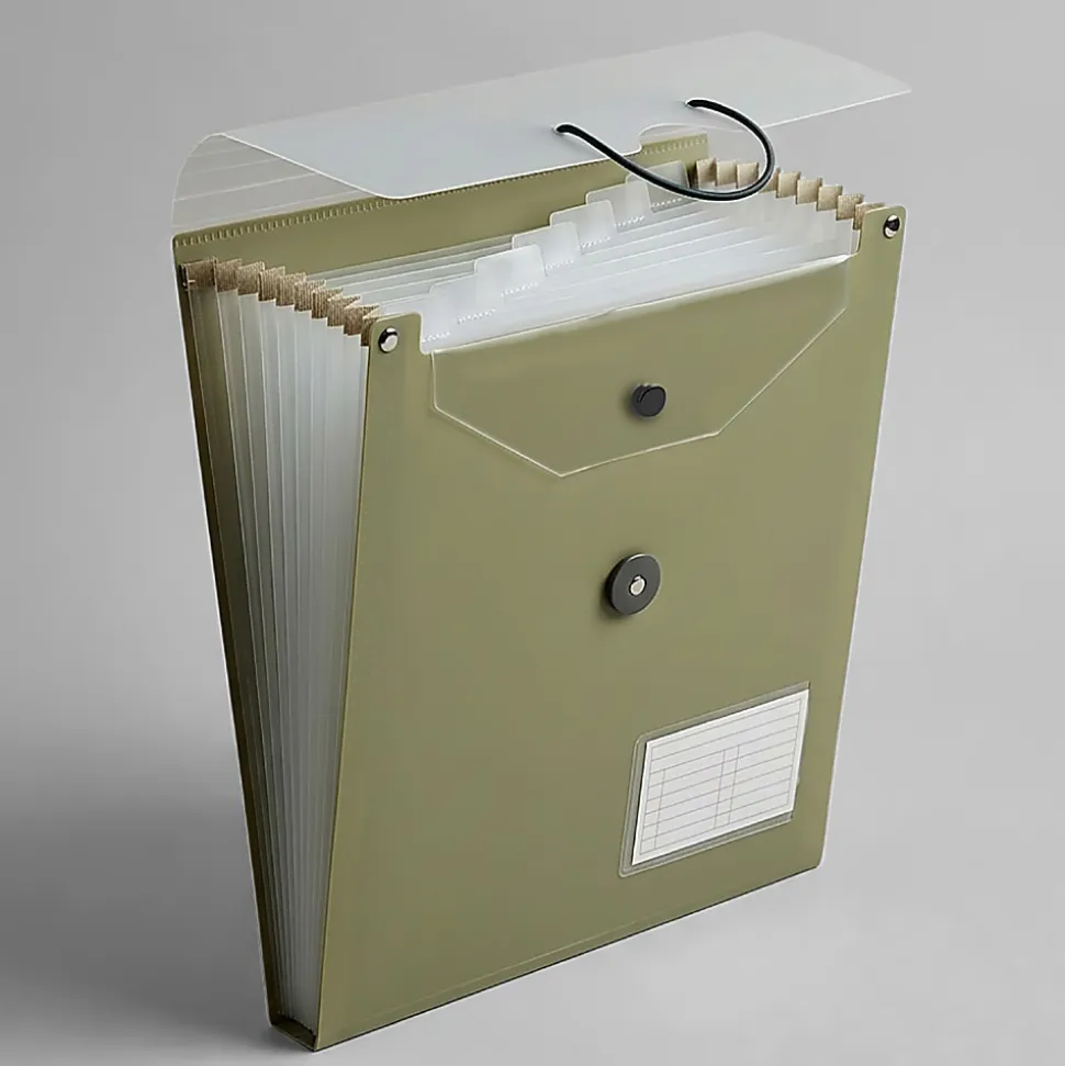 Office Depot® Brand 7-Pocket Vertical Expanding File, Letter Size, Olive Dust