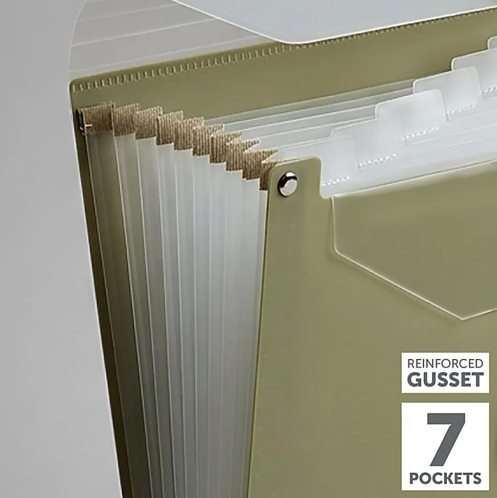 Office Depot® Brand 7-Pocket Vertical Expanding File, Letter Size, Olive Dust