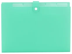Office DepotĀ® Brand Polypropylene File Folder, 5 Pocket, Expansion 3", 8 1/2" x 11", Letter, Aqua, Pack of 1