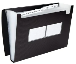Office Depot® Brand Polypropylene File, 13 Pocket, Expansion 9", 8 1/2" x 11", Letter, Black, Pack of 1