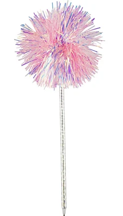 Office Depot® Brand Pom Pom Ballpoint Pen, Medium Point, 0.7 mm, Silver Barrel, Black Ink, Sparkle Top