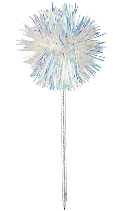 Office Depot® Brand Pom Pom Ballpoint Pen, Medium Point, 0.7 mm, Silver Barrel, Black Ink, Sparkle Top