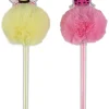 Office Depot® Brand Pom Pom Ballpoint Pen, Medium Point, 1.0 mm, Transparent Barrel, Black Ink, Assorted Designs