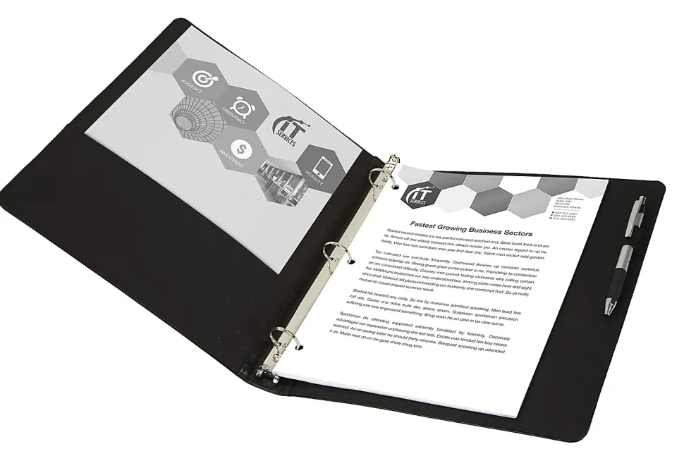 Office Depot® Brand Premium Leatherette Presentation View 3-Ring Binder, 1" Round Rings, Black
