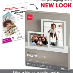 Office Depot® Brand Premium Photo Paper, Glossy, Letter Size, White, Pack Of 50 Sheets